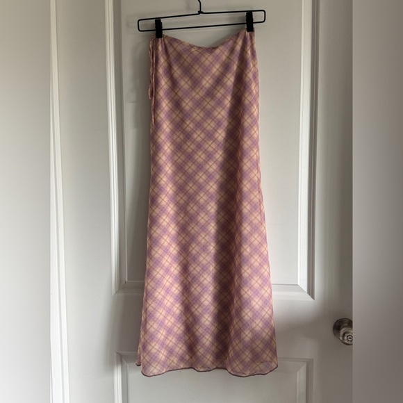 Zara Pink Checkered Maxi skirt and Flared Sleeves top - Picture 5 of 10